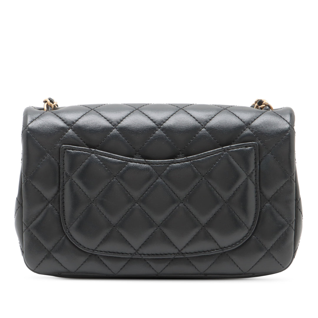 Chanel Mini Rectangular Classic Cuir d’agneau Romance Simple rabat Noir