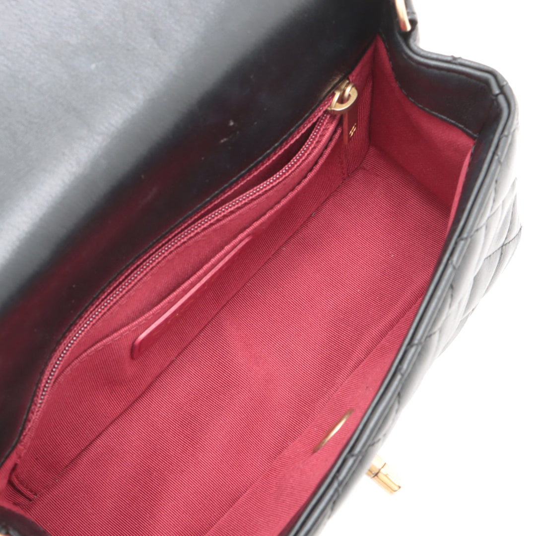 Chanel Mini Rectangular Classic Cuir d’agneau Romance Simple rabat Noir