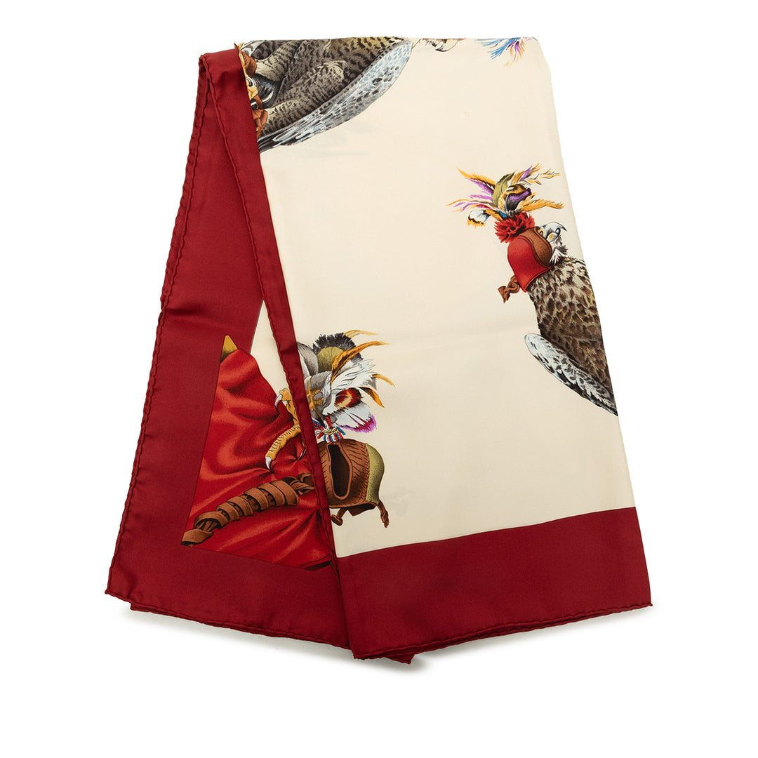 Hermès Carré Chasse A Vol 90 Marron – vue principale – GABY PARIS