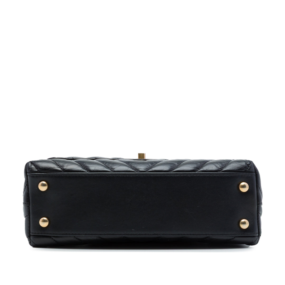 Chevron vieilli Coco sac à Mini Cuir de veau Noir
