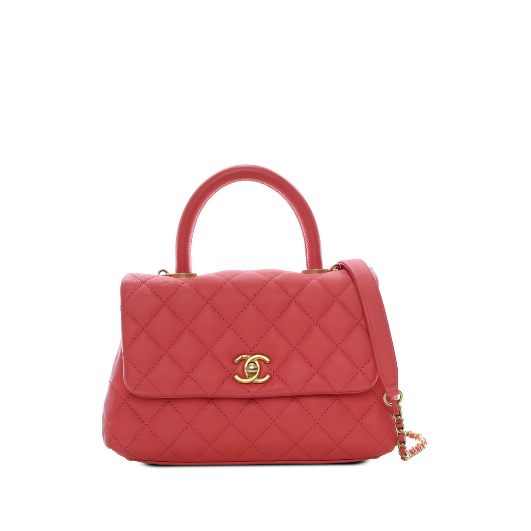 Chanel Sac à main Matelassé Coco à Mini Cuir caviar Rose – vue principale – GABY PARIS