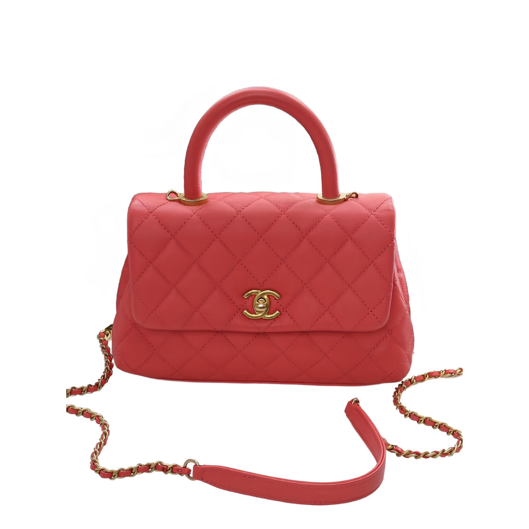 Chanel Sac à main Matelassé Coco à Mini Cuir caviar Rose – vue 12 – GABY PARIS
