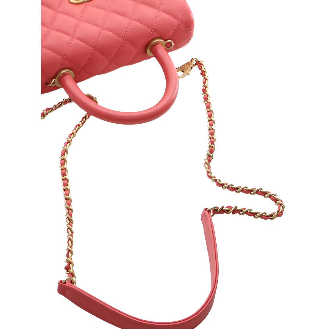 Chanel Sac à main Matelassé Coco à Mini Cuir caviar Rose – vue 13 – GABY PARIS