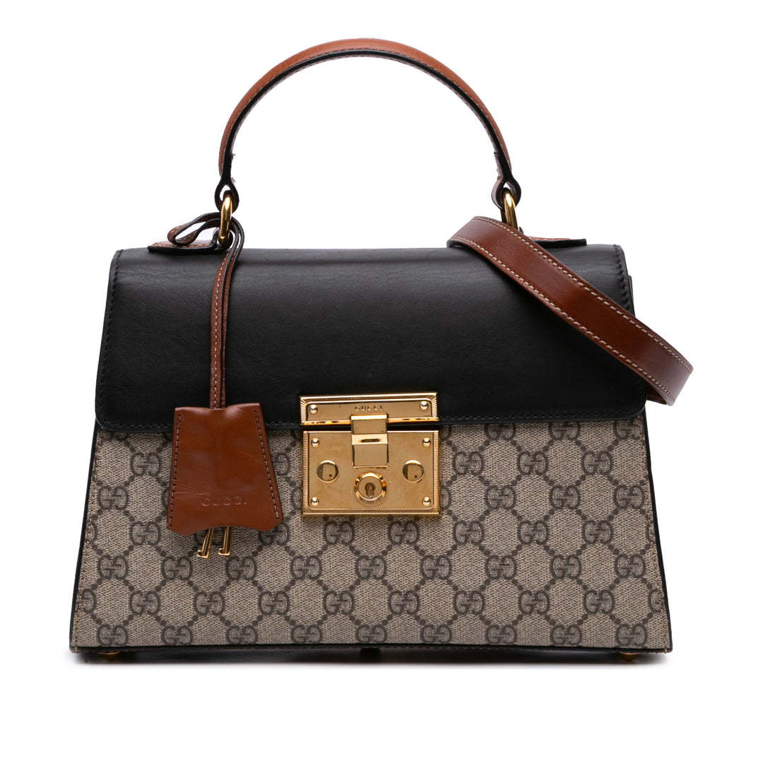 Gucci Small GG Supreme Padlock Satchel Marron – GABY PARIS Authentique