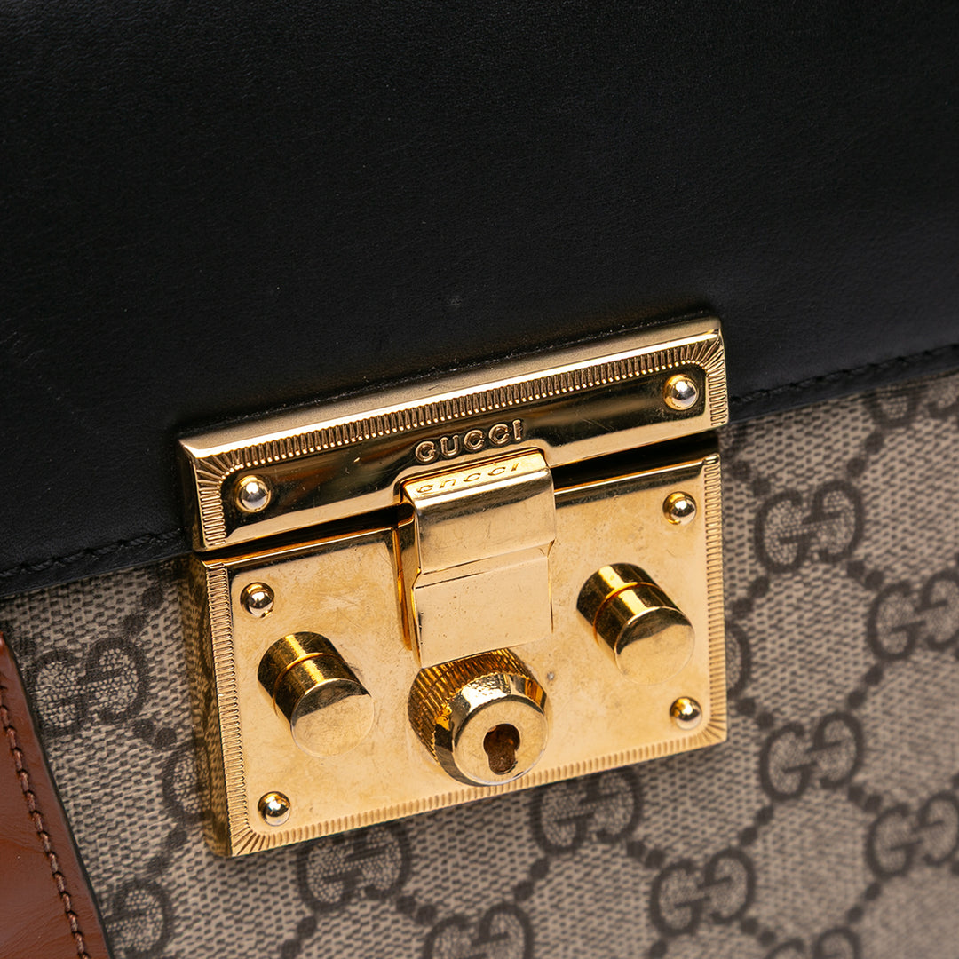 Gucci Small GG Supreme Padlock Satchel Marron – GABY PARIS Authentique