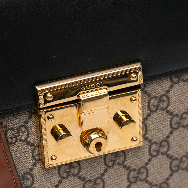 Gucci Small GG Supreme Padlock Satchel Marron – GABY PARIS Authentique