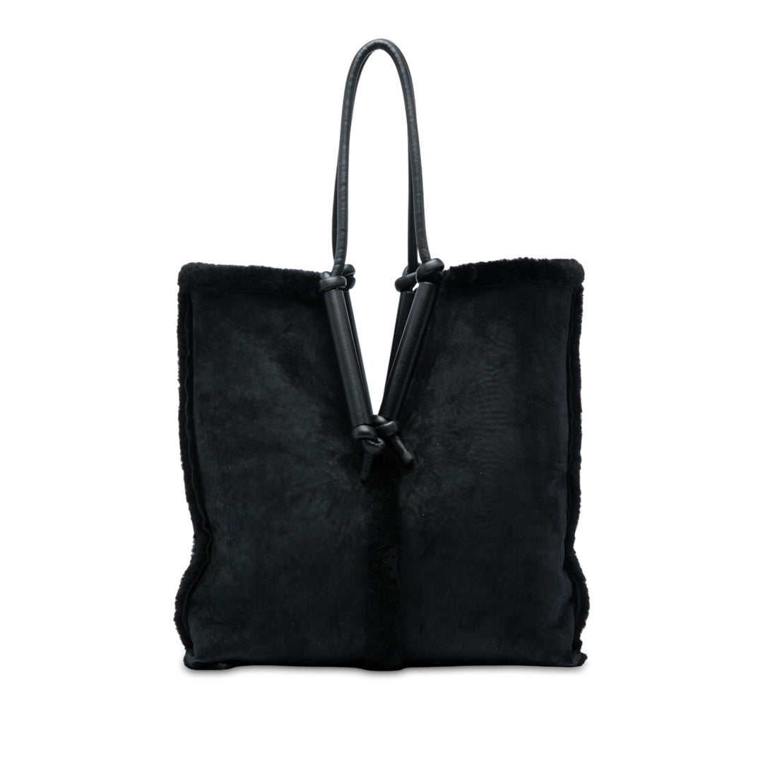 Bottega Veneta Cabas Shearling Bolster Réversible Noir – vue principale – GABY PARIS