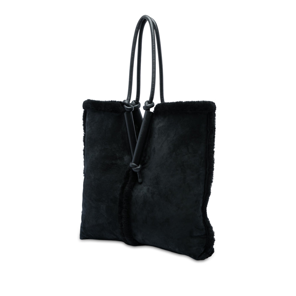 Bottega Veneta Cabas Shearling Bolster Réversible Noir – vue 2 – GABY PARIS