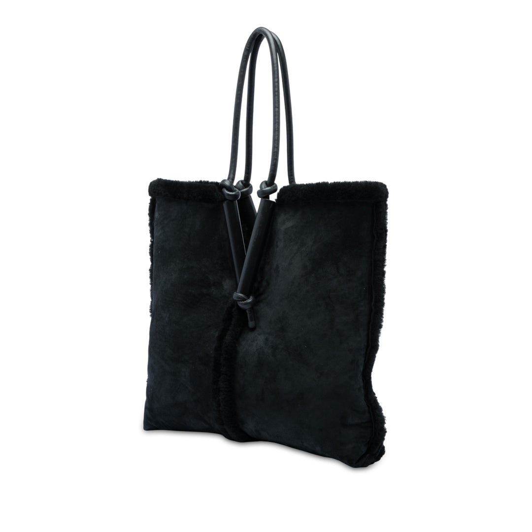 Bottega Veneta Cabas Shearling Bolster Réversible Noir – vue 2 – GABY PARIS