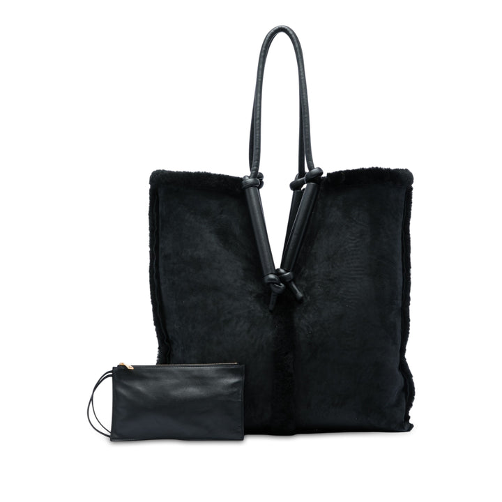 Bottega Veneta Cabas Shearling Bolster Réversible Noir – vue 6 – GABY PARIS