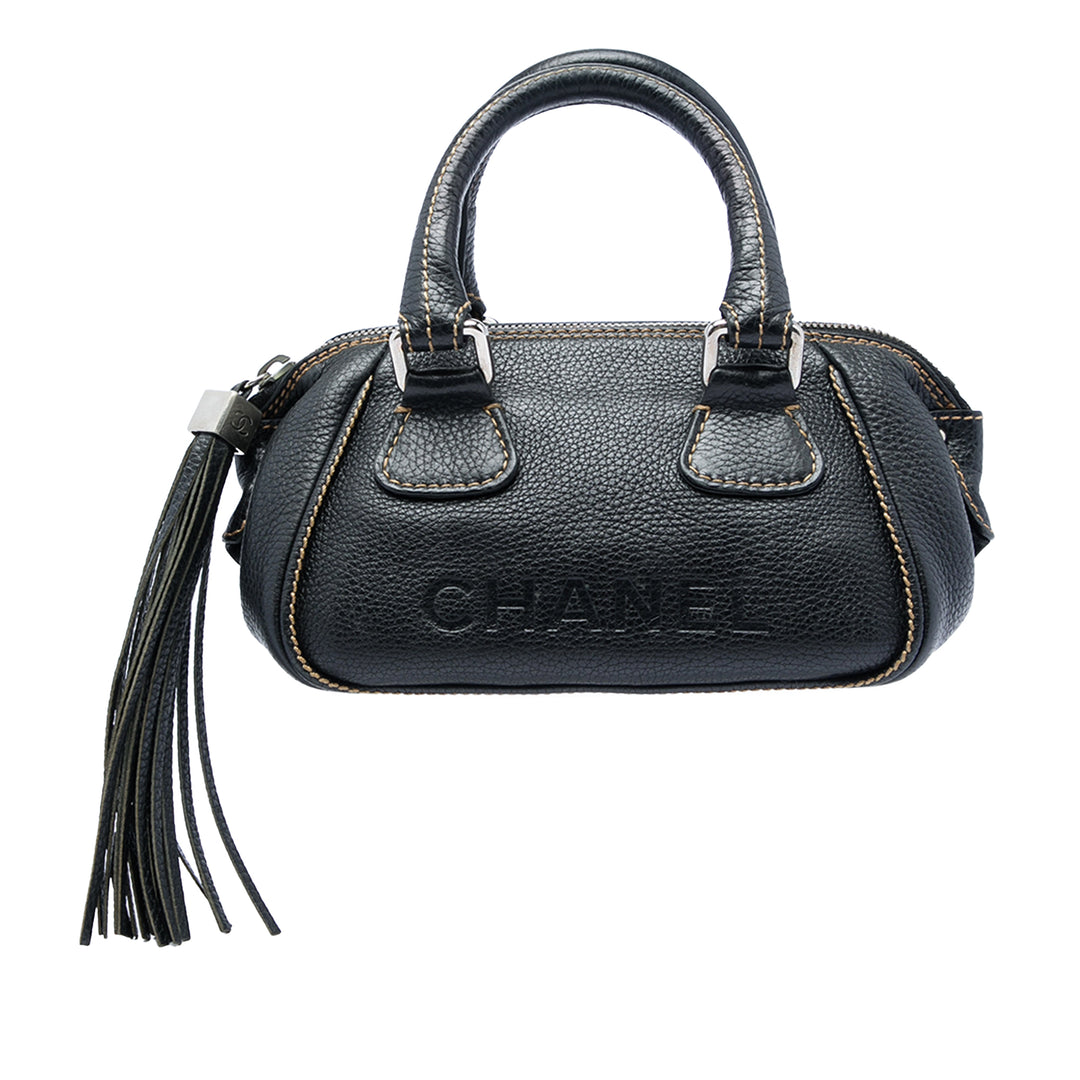 Chanel Cuir de veau grainé Pompon LAX Bowler Sac