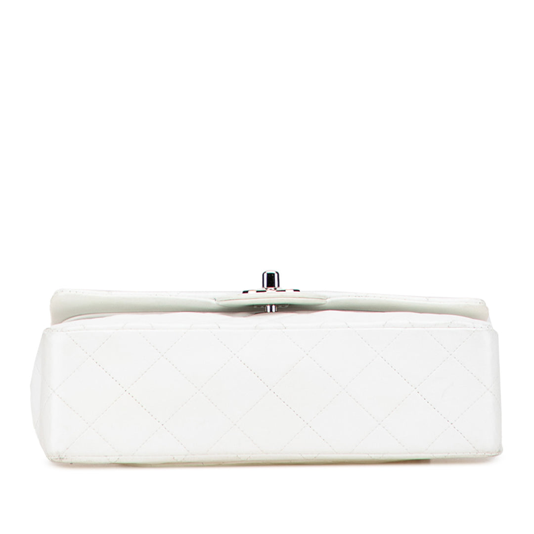 Chanel Small Classic Cuir d’agneau Double rabat Blanc