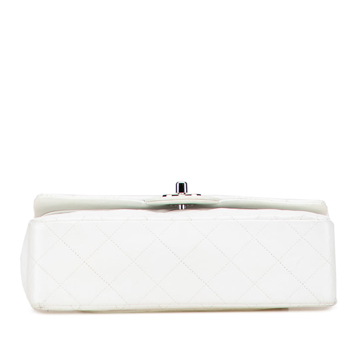 Chanel Small Classic Cuir d’agneau Double rabat Blanc