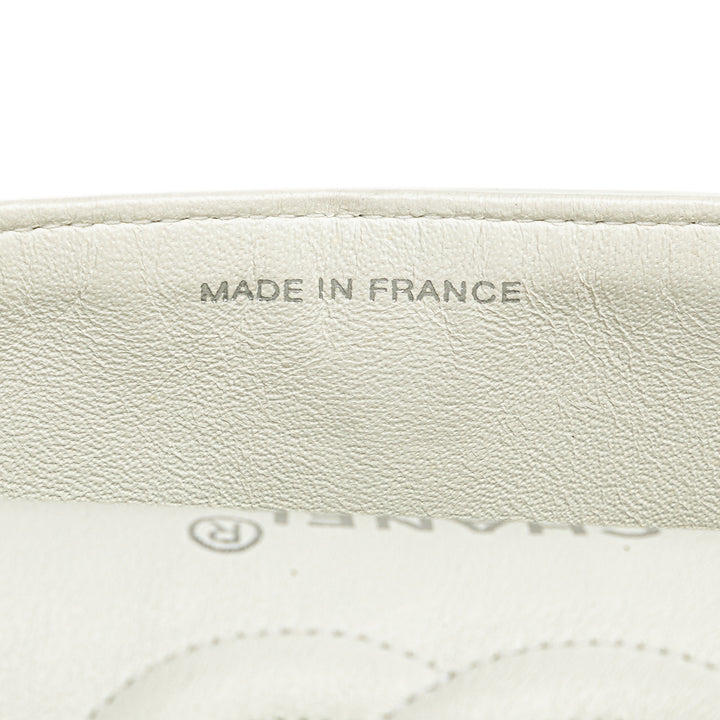 Chanel Small Classic Cuir d’agneau Double rabat Blanc