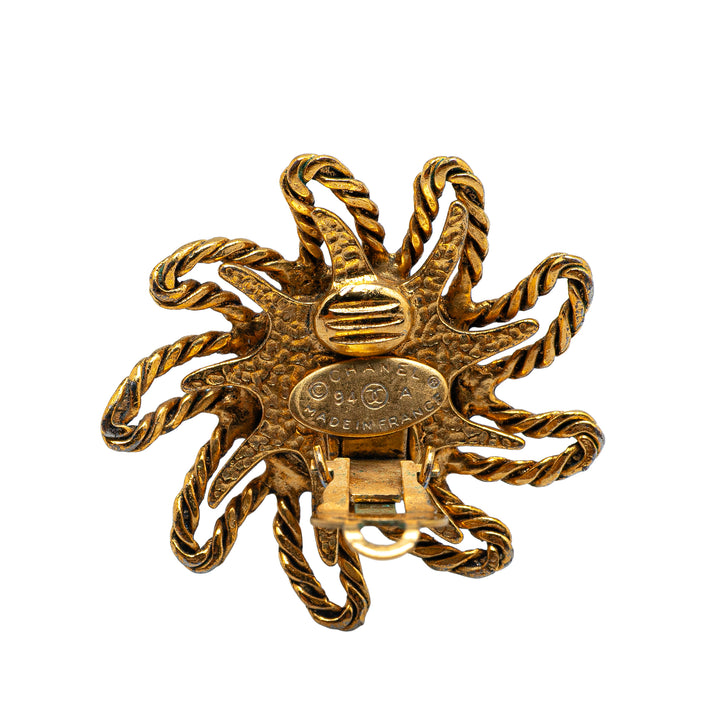 Gold Plated CC Sun Clip on Earrings Gold - Gaby Paris