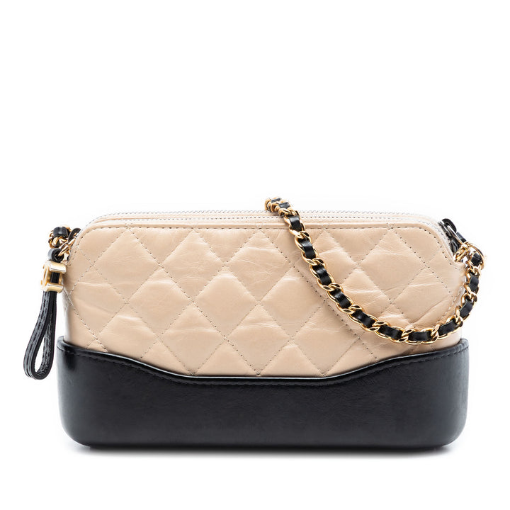 Chanel Bicolor vieilli Cuir de veau Gabrielle Double Zip Pochette avec chaîne