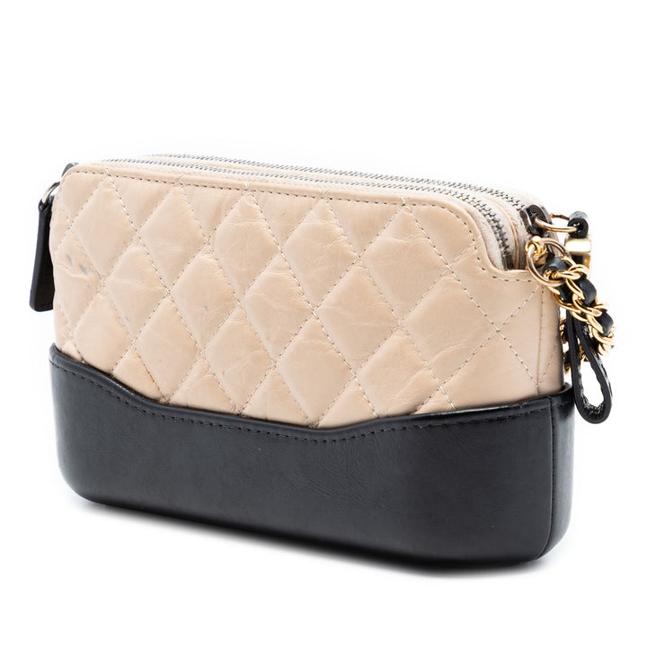 Chanel Bicolor vieilli Cuir de veau Gabrielle Double Zip Pochette avec chaîne
