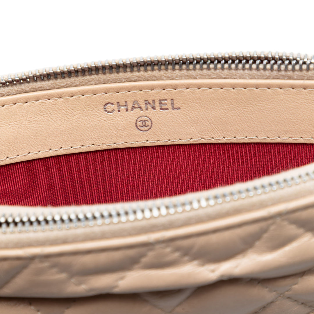 Chanel Bicolor vieilli Cuir de veau Gabrielle Double Zip Pochette avec chaîne