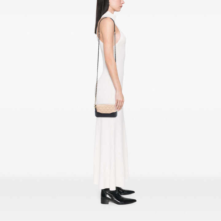 Chanel Bicolor vieilli Cuir de veau Gabrielle Double Zip Pochette avec chaîne