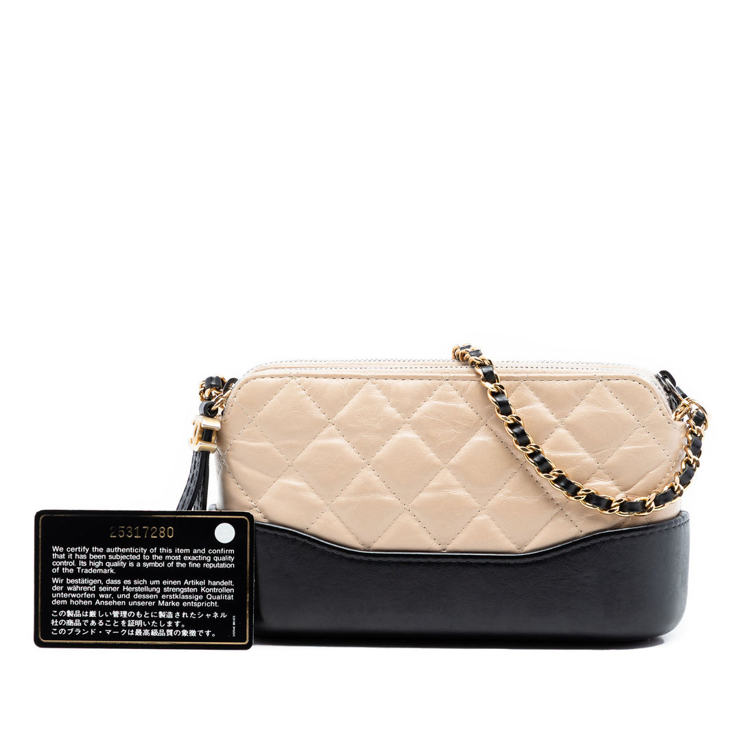 Chanel Bicolor vieilli Cuir de veau Gabrielle Double Zip Pochette avec chaîne