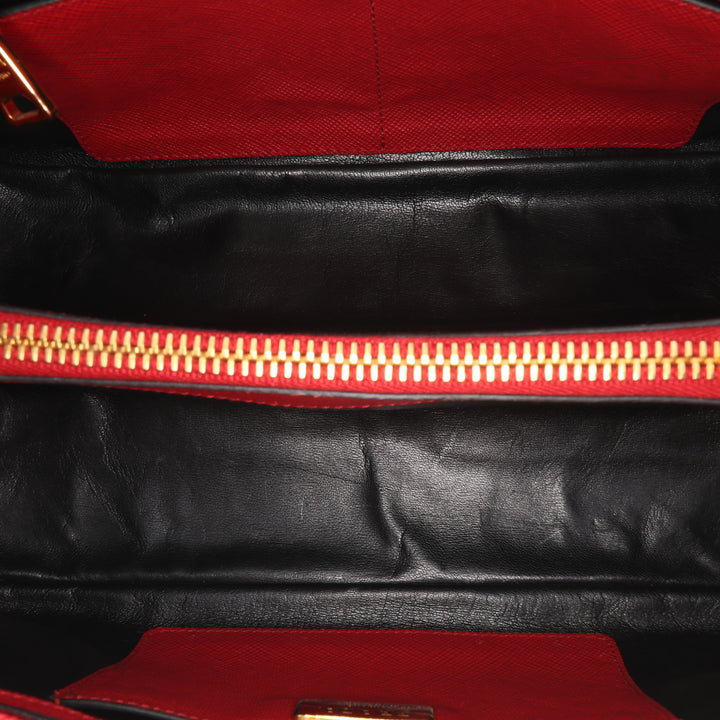 Studded Saffiano Cuir Promenade Satchel Red - Gaby Paris