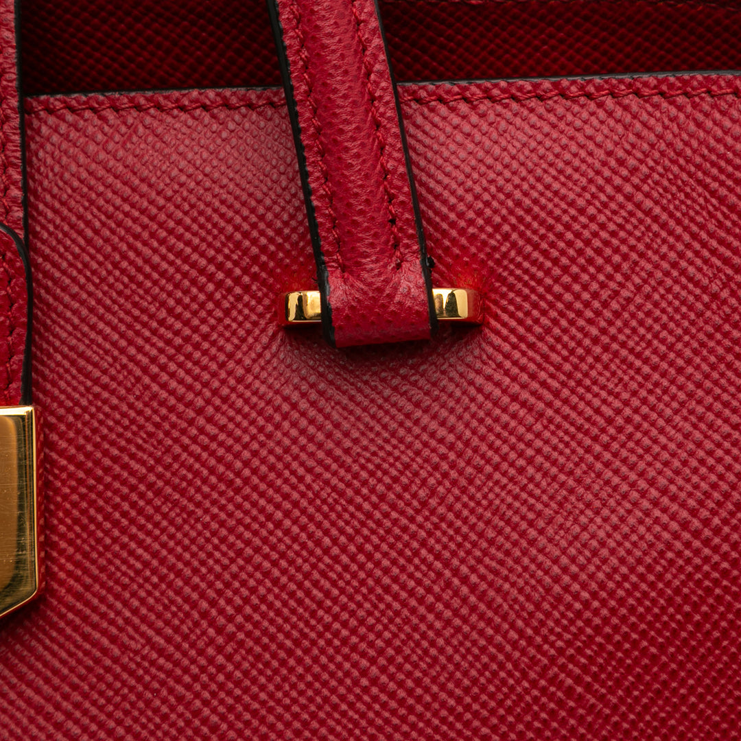 Studded Saffiano Cuir Promenade Satchel Red - Gaby Paris