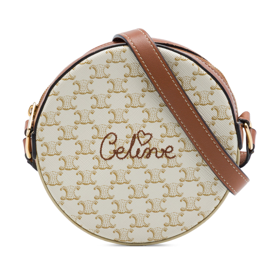 Celine Triomphe Coated Toile brodé Rond Purse on Strap