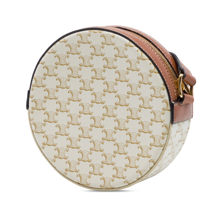 Celine Triomphe Coated Toile brodé Rond Purse on Strap