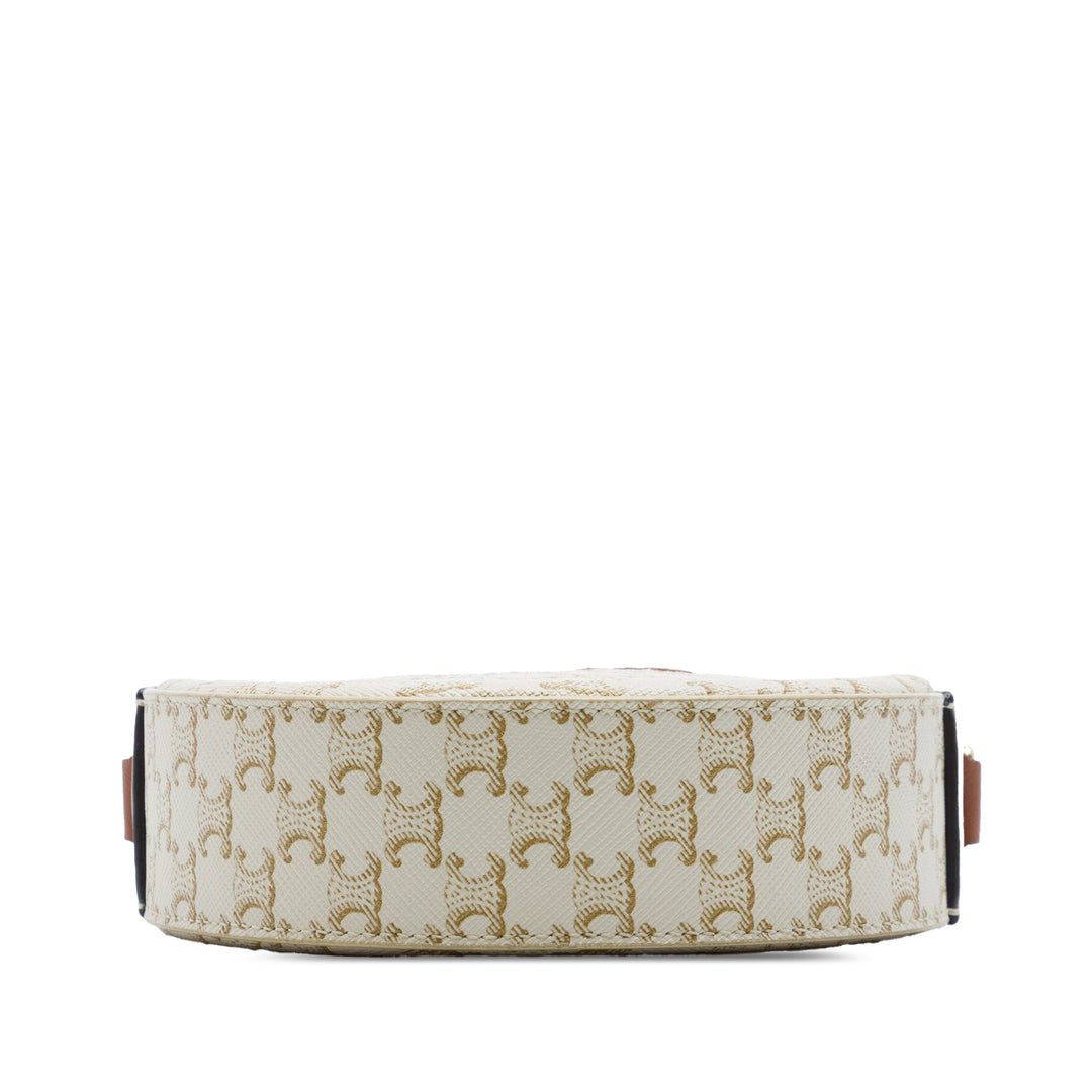 Celine Triomphe Coated Toile brodé Rond Purse on Strap
