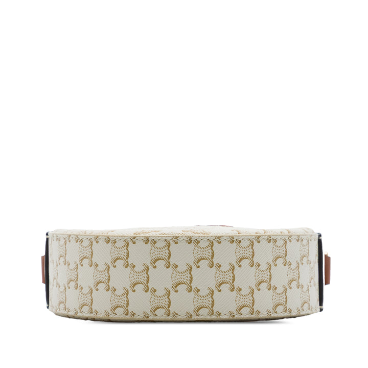 Celine Triomphe Coated Toile brodé Rond Purse on Strap