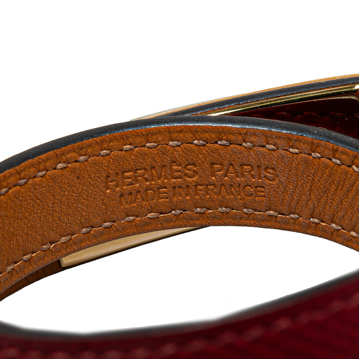 Hermès Epsom Rivale Double Tour Bracelet Red - GABY PARIS