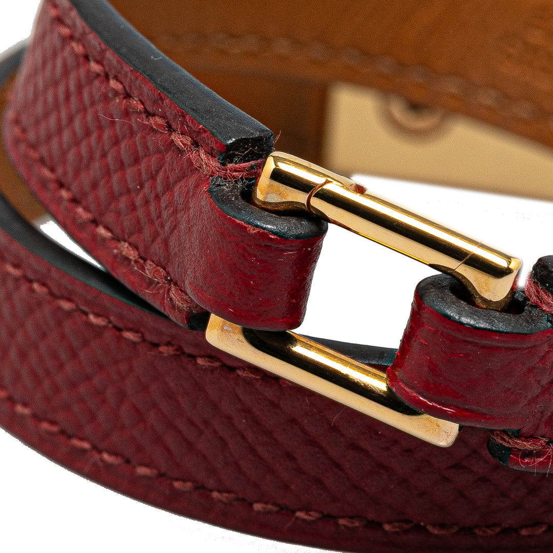 Hermès Epsom Rivale Double Tour Bracelet Red - GABY PARIS