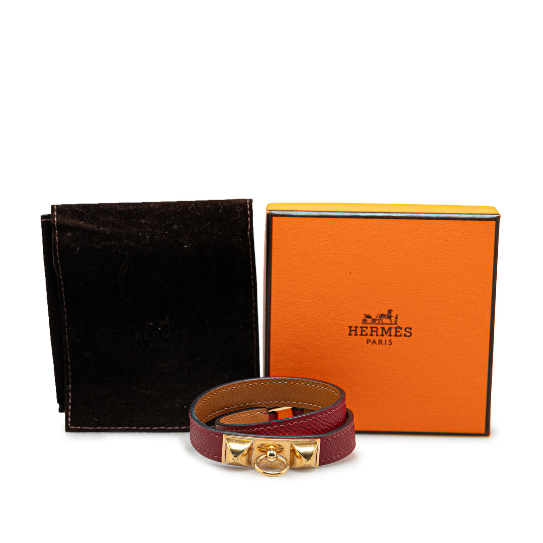 Hermès Epsom Rivale Double Tour Bracelet Red - GABY PARIS