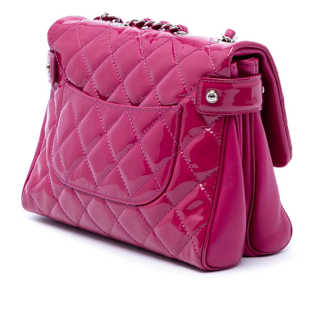 CC Matelassé Double Compartment à rabat Moyen Rose