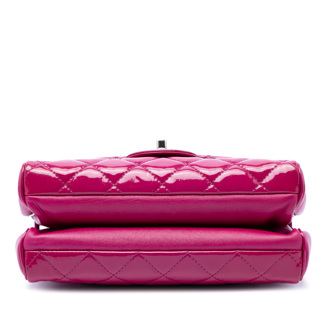 CC Matelassé Double Compartment à rabat Moyen Rose