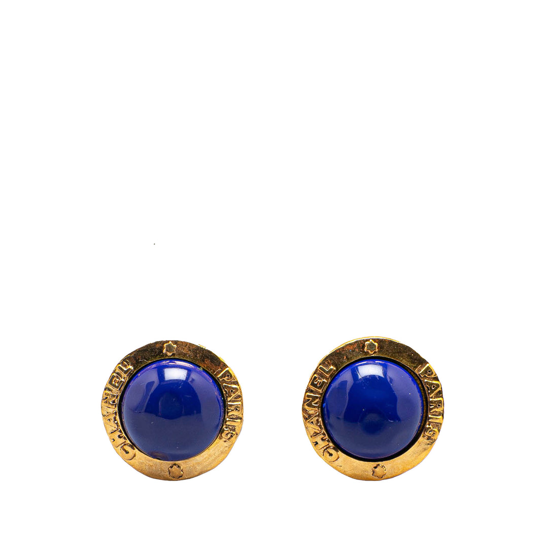 Gold Plated Poured Glass Clip on Earrings Gold - Gaby Paris