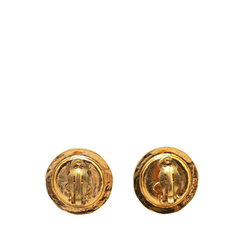 Gold Plated Poured Glass Clip on Earrings Gold - Gaby Paris