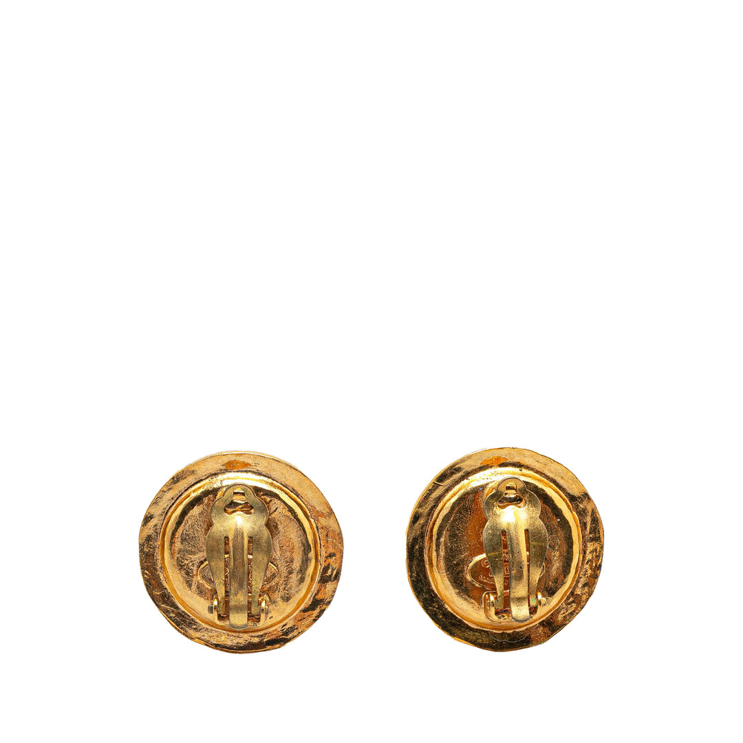 Gold Plated Poured Glass Clip on Earrings Gold - Gaby Paris