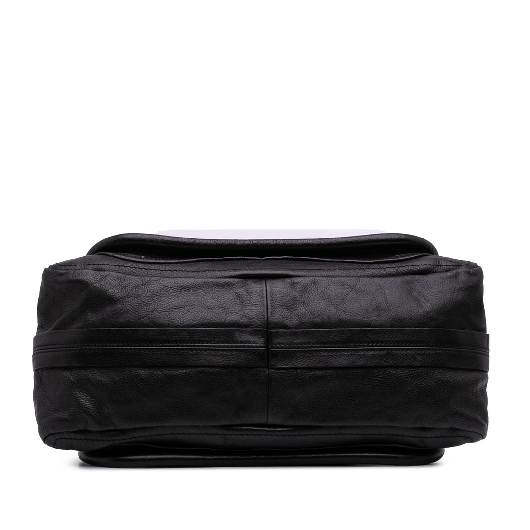 Medium Pebbled Leather Paraty Satchel Black - Gaby Paris