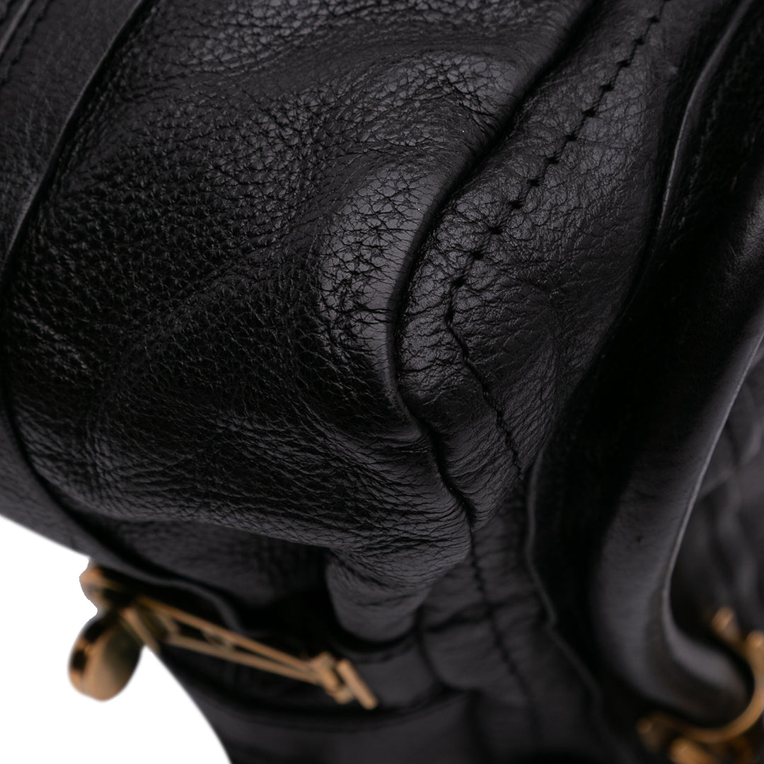 Medium Pebbled Leather Paraty Satchel Black - Gaby Paris
