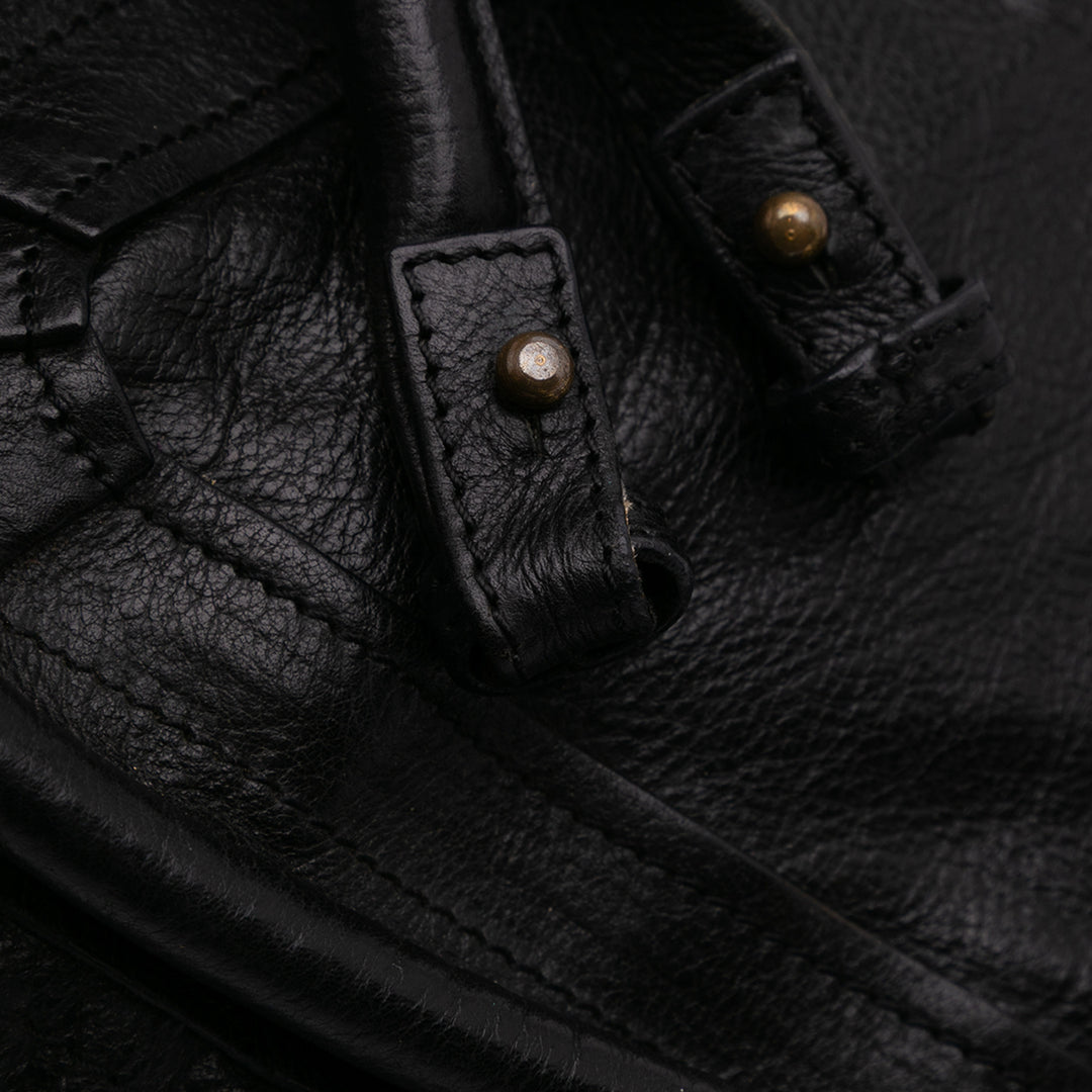Medium Pebbled Leather Paraty Satchel Black - Gaby Paris