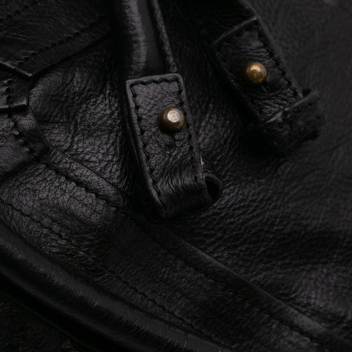 Medium Pebbled Leather Paraty Satchel Black - Gaby Paris