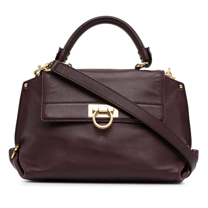 Leather Gancini Sofia Satchel Red - Gaby Paris