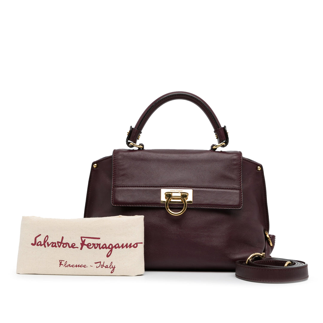 Leather Gancini Sofia Satchel Red - Gaby Paris