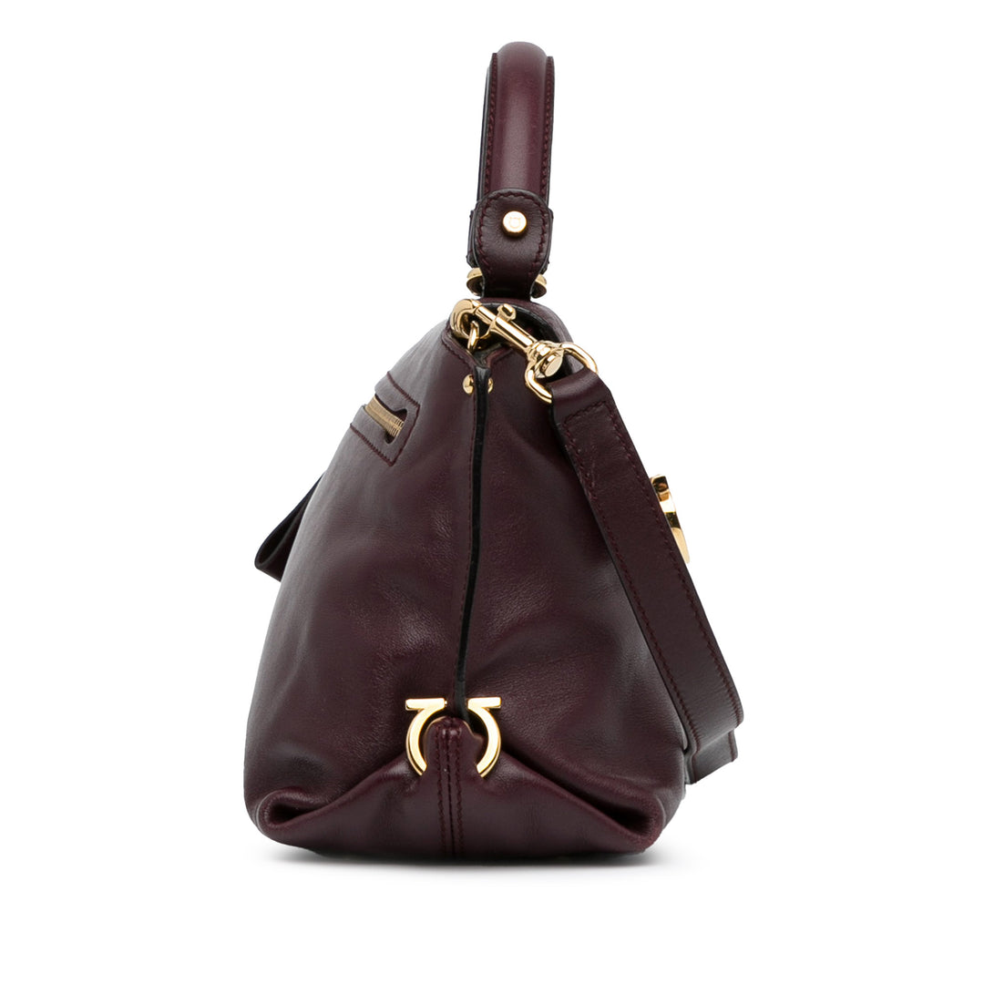 Leather Gancini Sofia Satchel Red - Gaby Paris