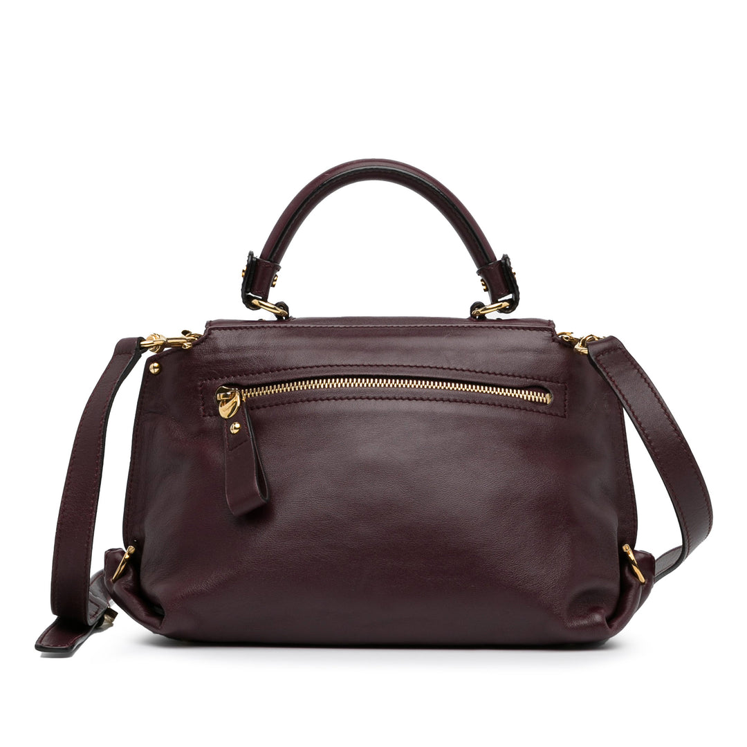 Leather Gancini Sofia Satchel Red - Gaby Paris