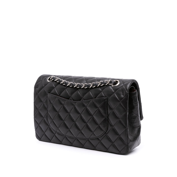 Medium Classic Lambskin Double Flap Black - Gaby Paris