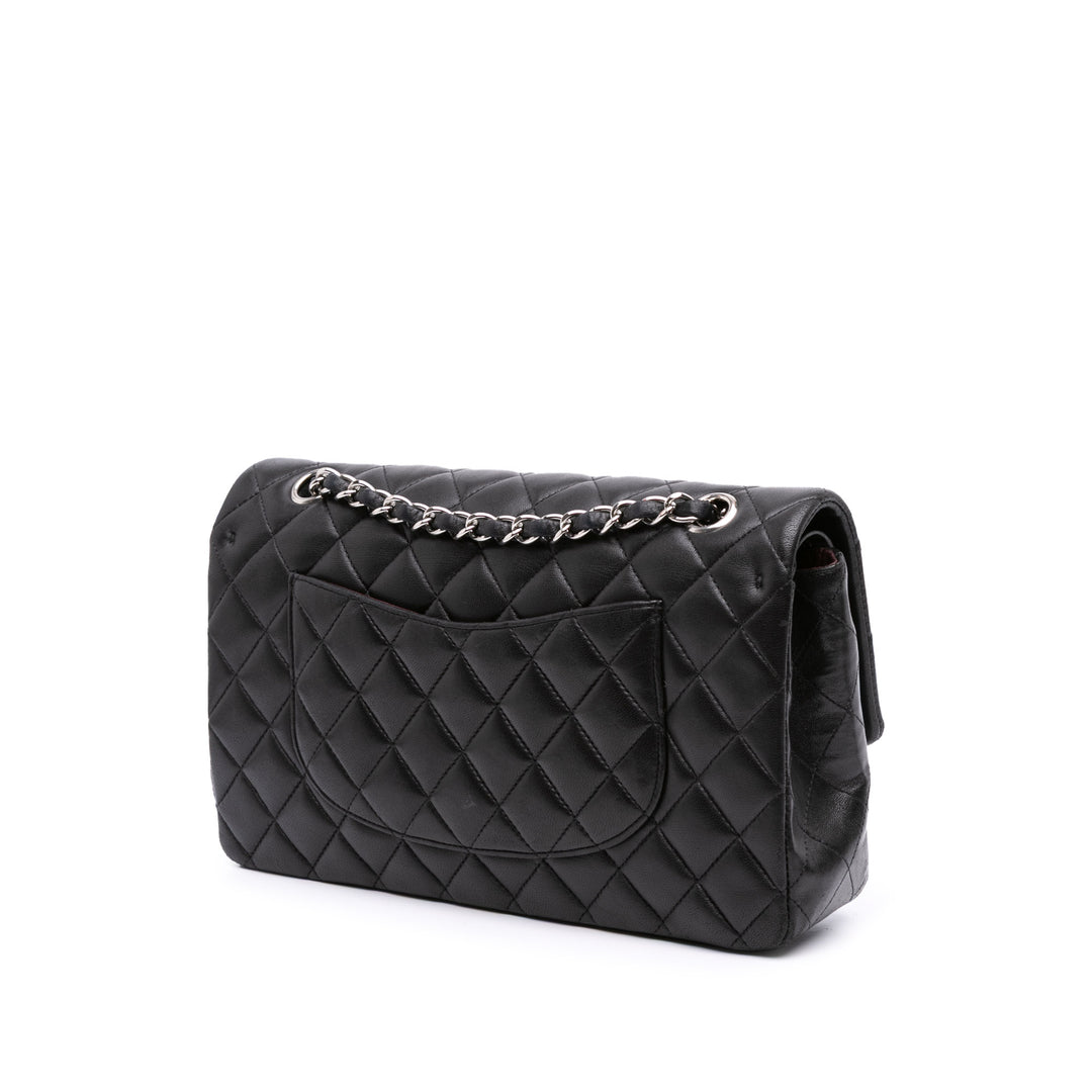 Medium Classic Lambskin Double Flap Black - Gaby Paris