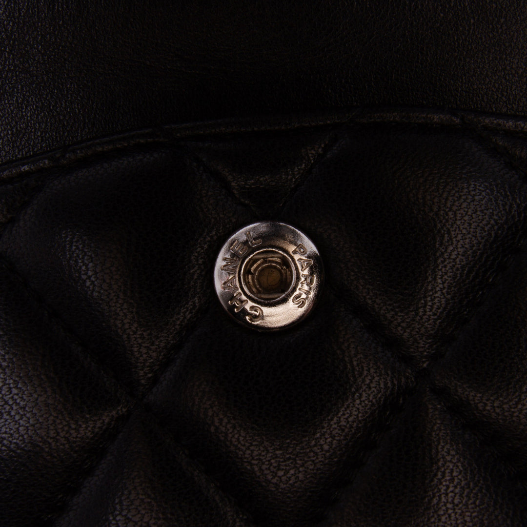 Medium Classic Lambskin Double Flap Black - Gaby Paris