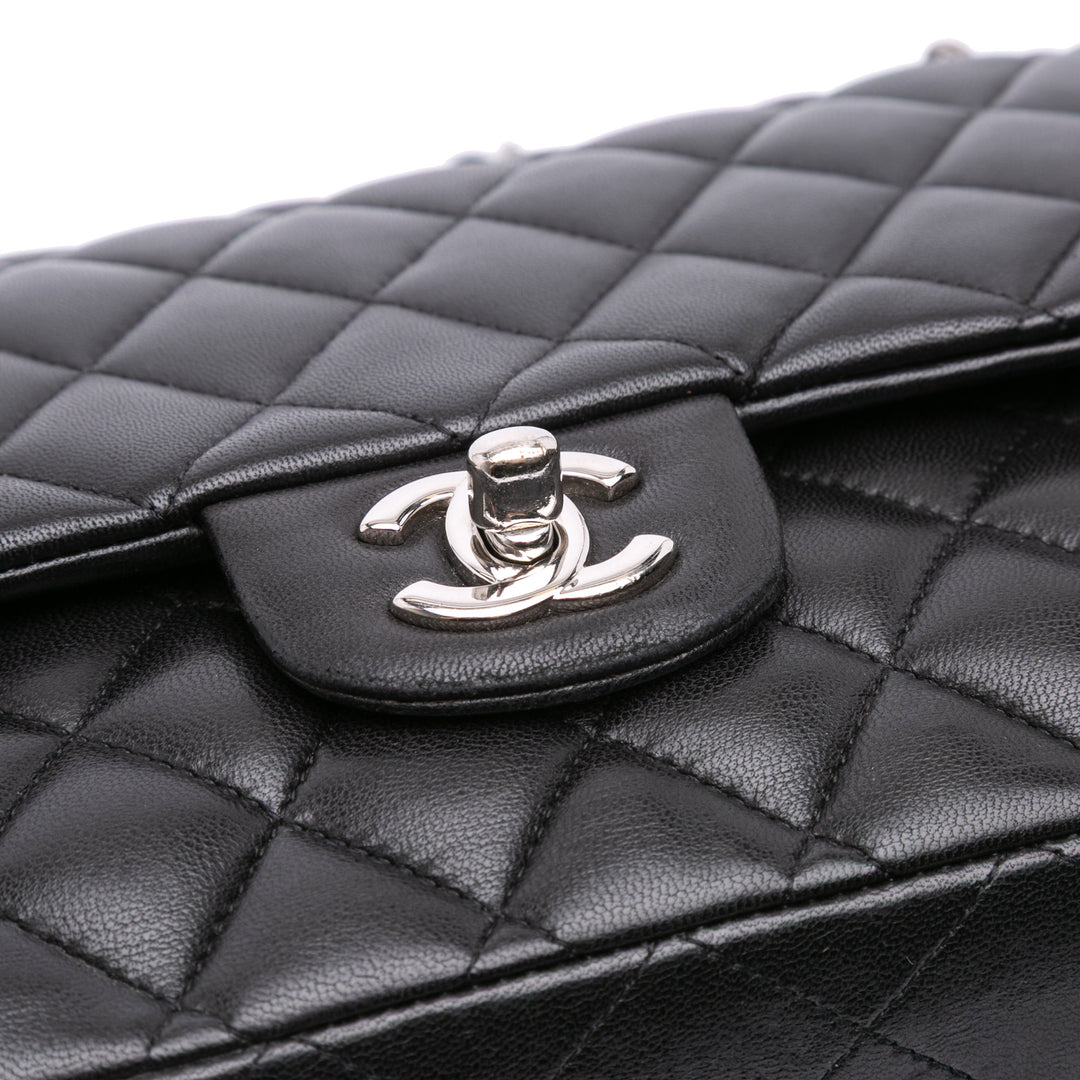 Medium Classic Lambskin Double Flap Black - Gaby Paris